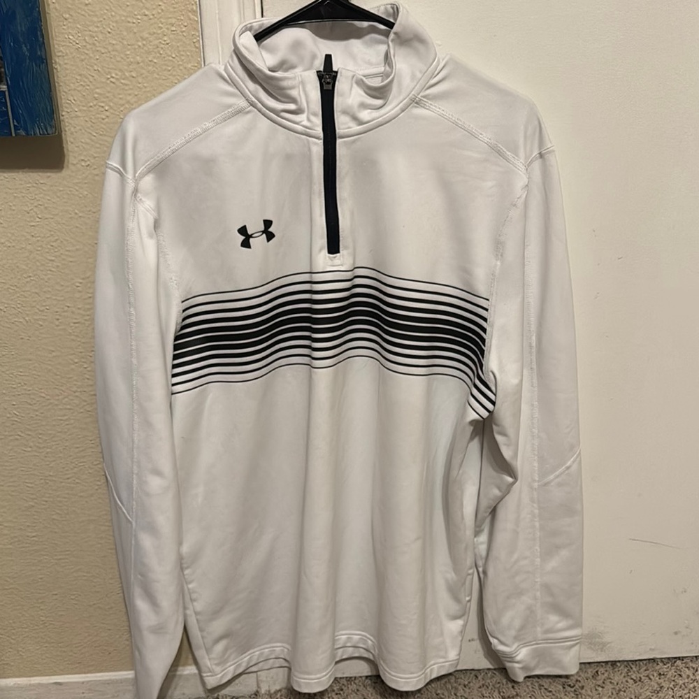 Under Armour White Lightweight Shirt Jacket with Dynamic Stripe Design